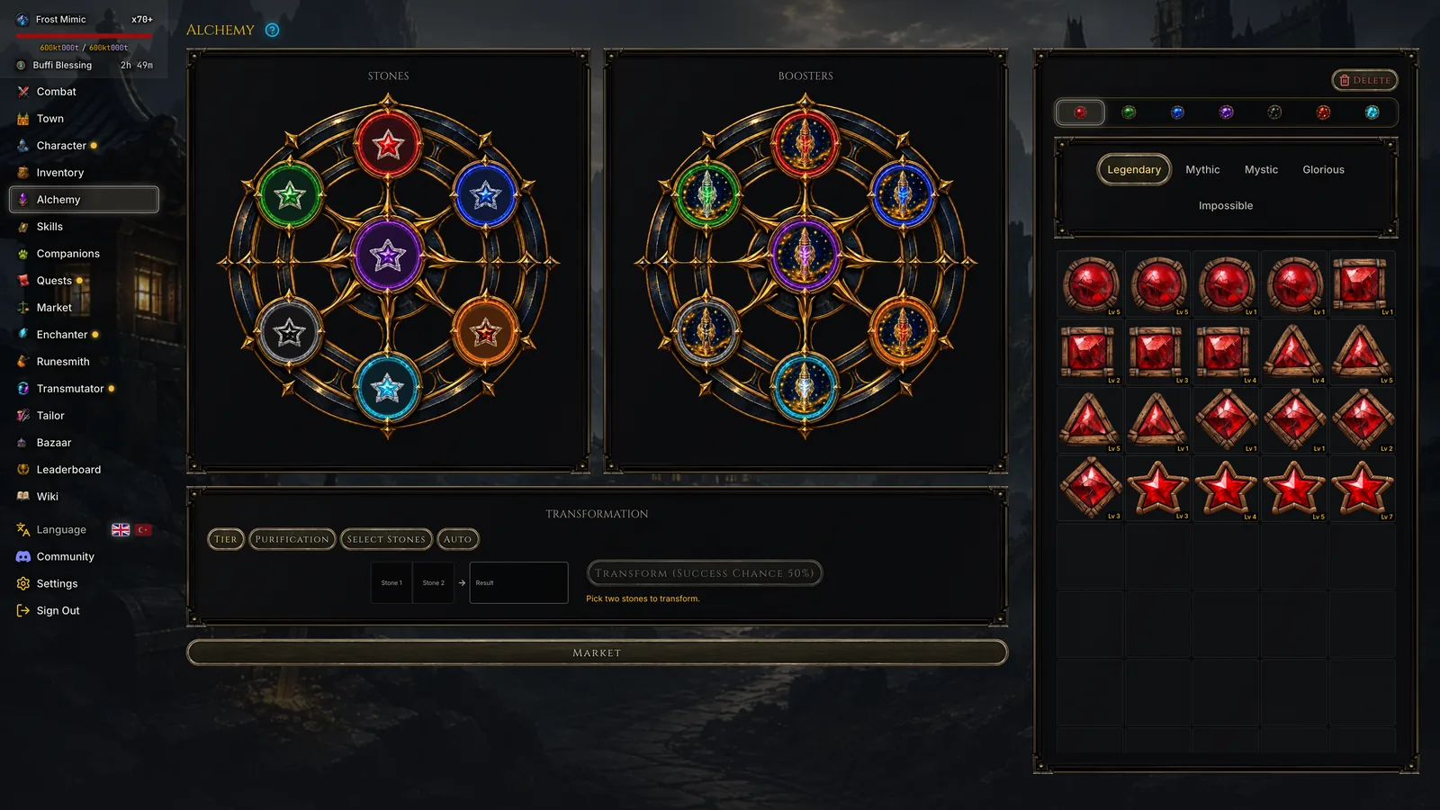 Alchemy Stones, Alchemy Boosters and Transformation