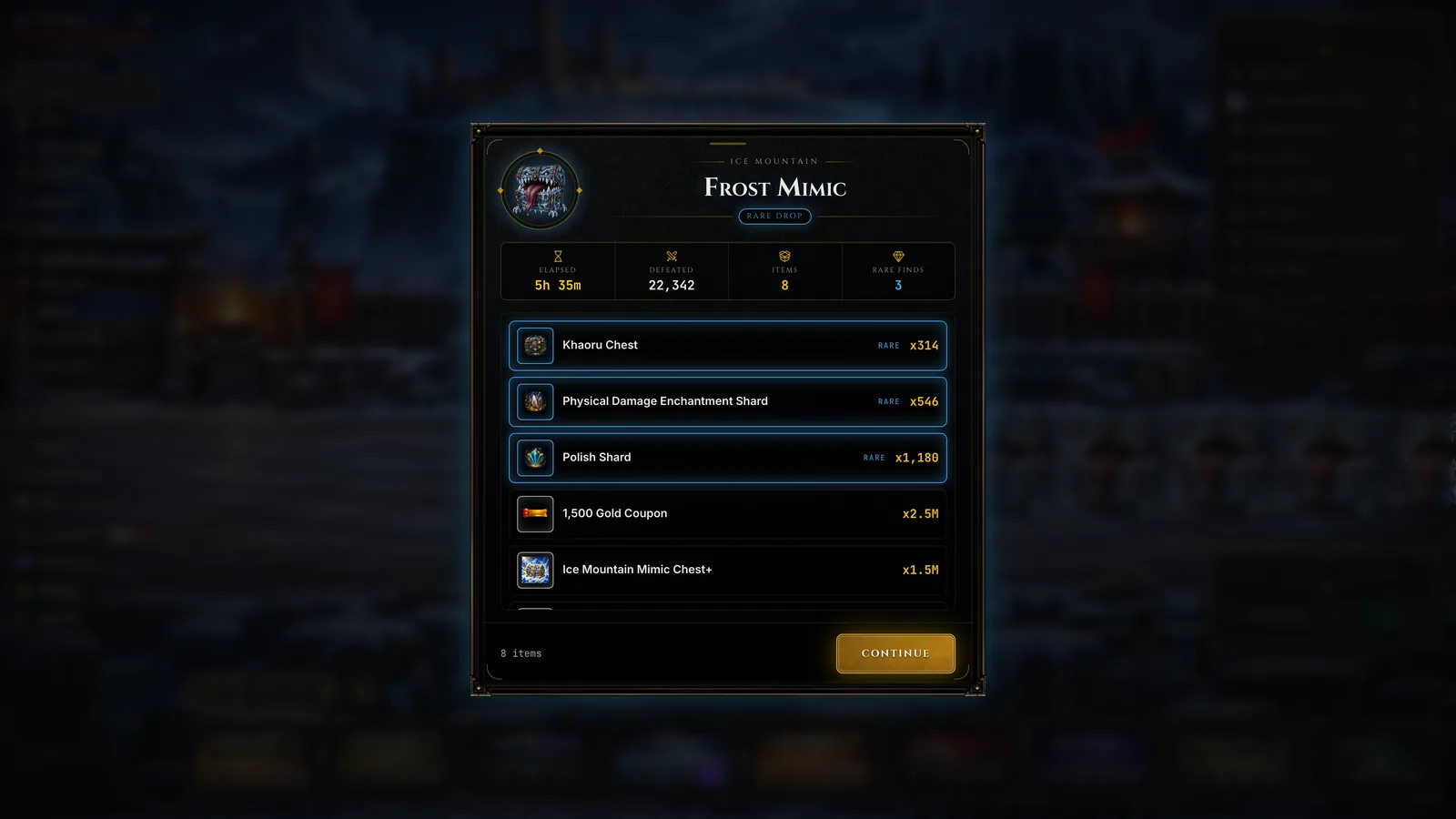Loot summary after Stop & Claim Loot