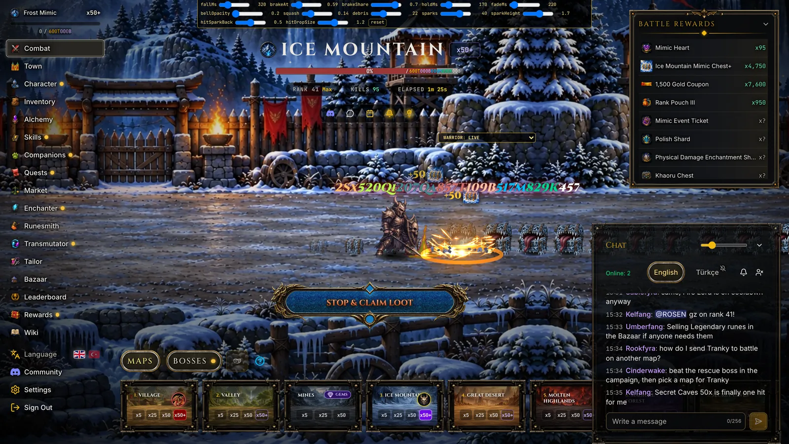 Chat on the battle screen