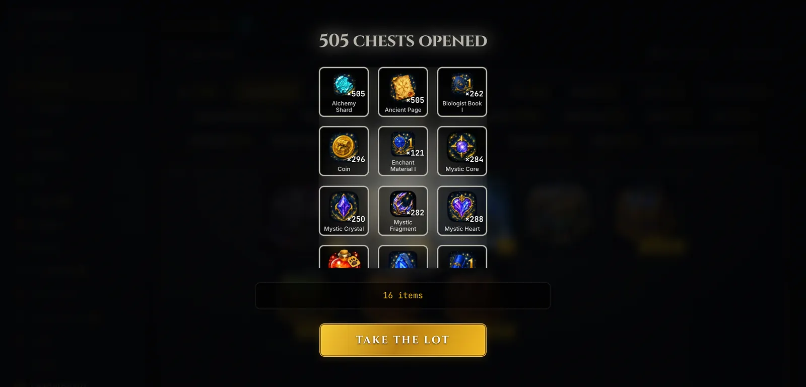 Bulk chest opening