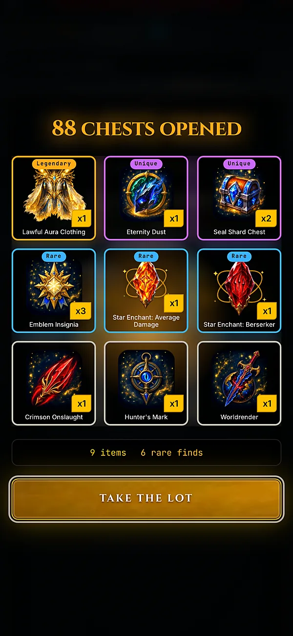 Opening a pile of chests at once