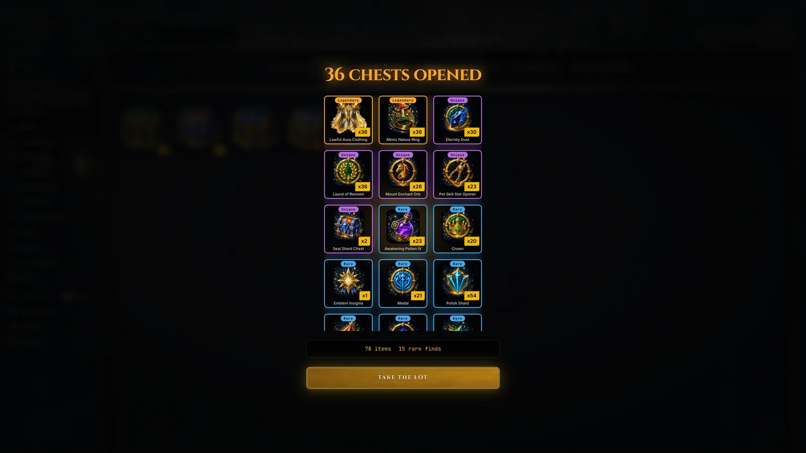 Opening a pile of chests at once