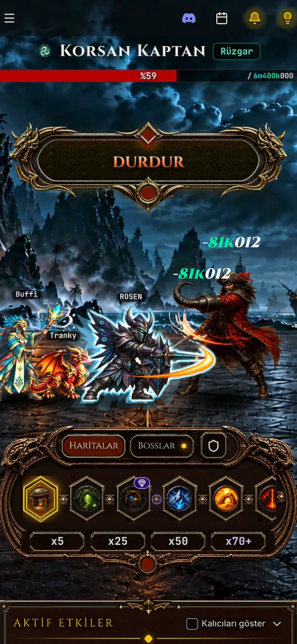 Rün Golem ile boss savaşı