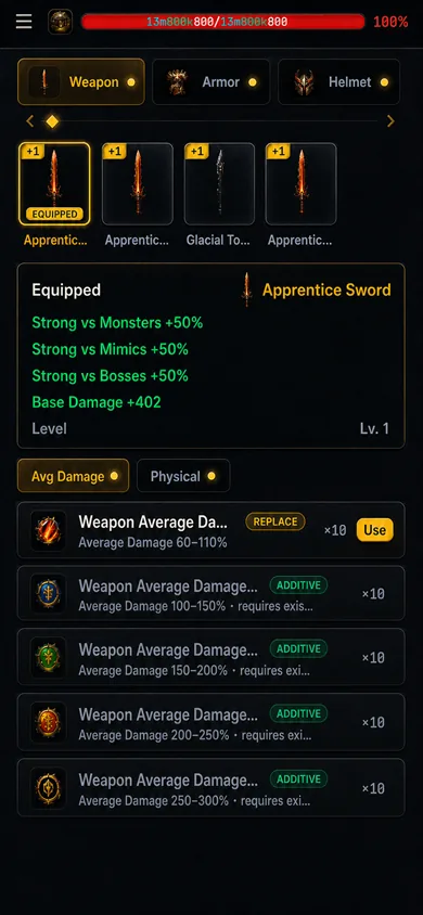 Enchanter with weapon average damage enchantments