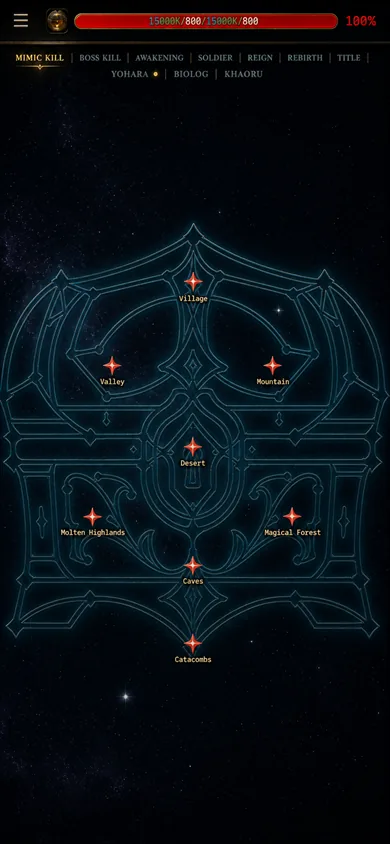 Quest constellation map, mimic kill to Khaoru chains
