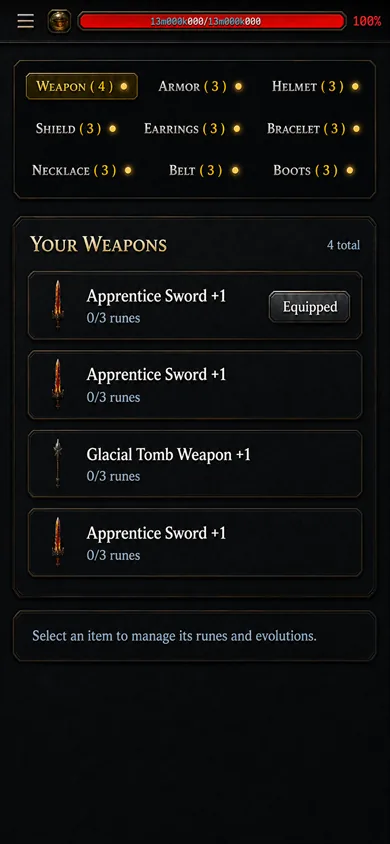 Runesmith with rune slots for every gear piece