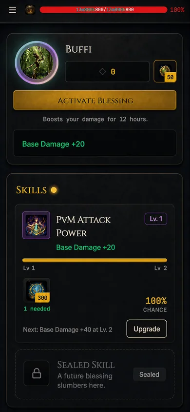 Shaman Buffi with blessings and PvM attack power skill