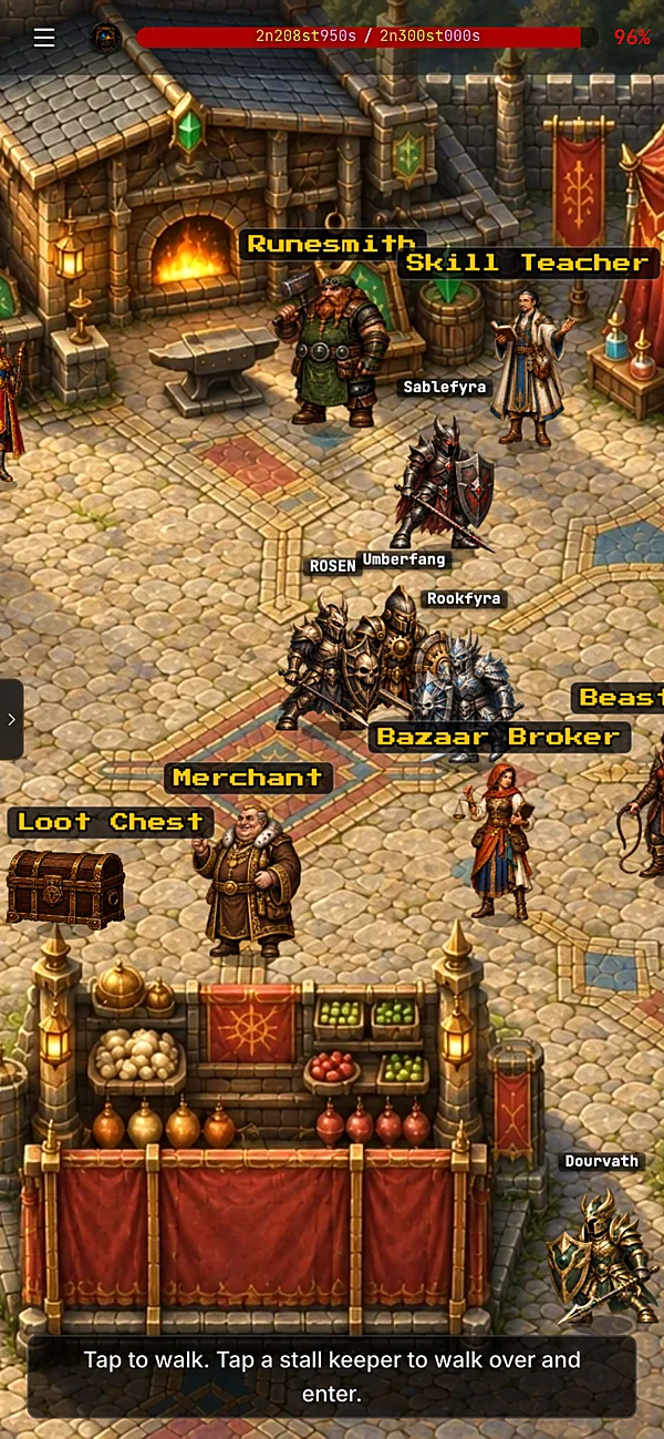 Town square with other players