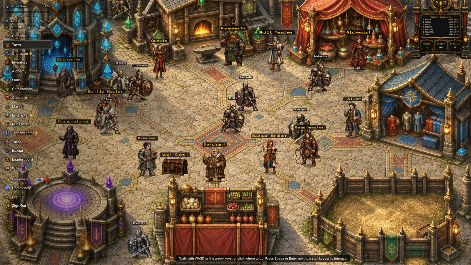 Town square with other players