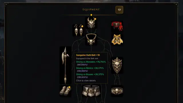 Skins on the character page